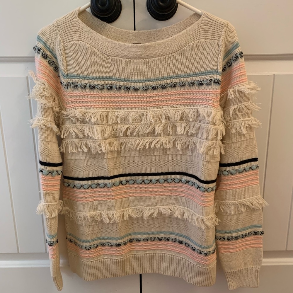 Loft Fringe Knit a Sweater NWOT